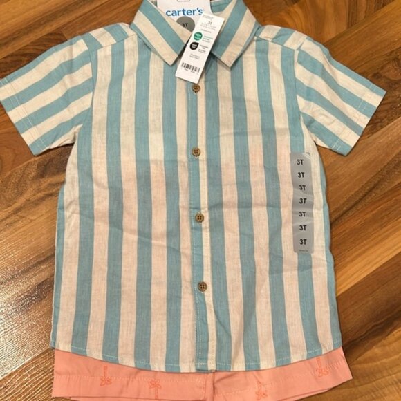 Carters set, toddler boy, two‎ piece set, collared cotton down - Picture 1 of 3